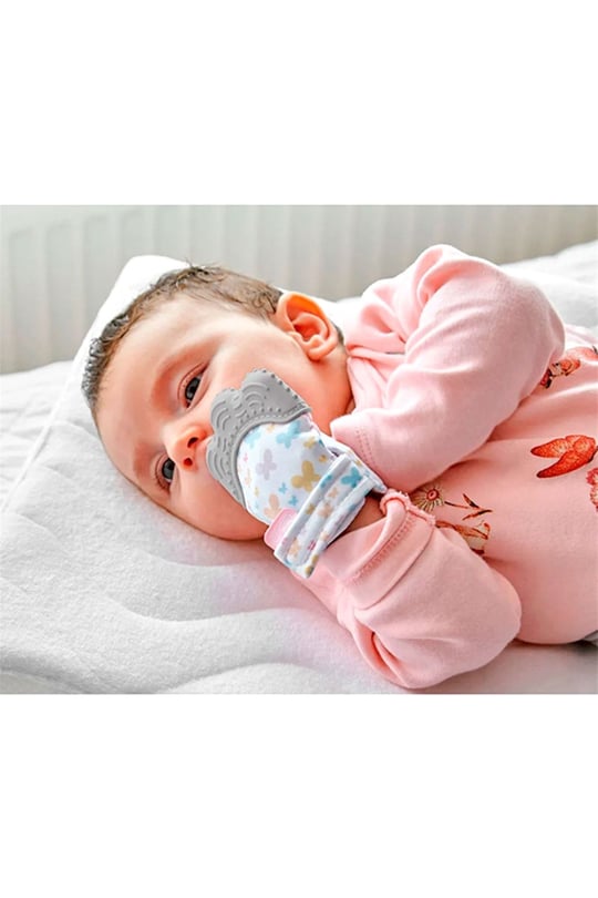Babyjem Diş Kaşıyıcı Eldiven Gri Kelebek ART-526