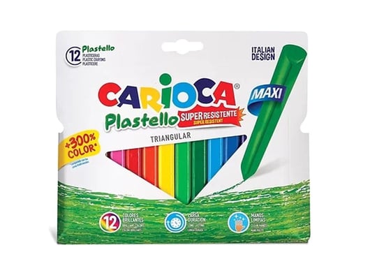 Carioca 12'li Jumbo Üçgen Elleri Kirletmeyen Yıkanabilir Pastel Boya 42671