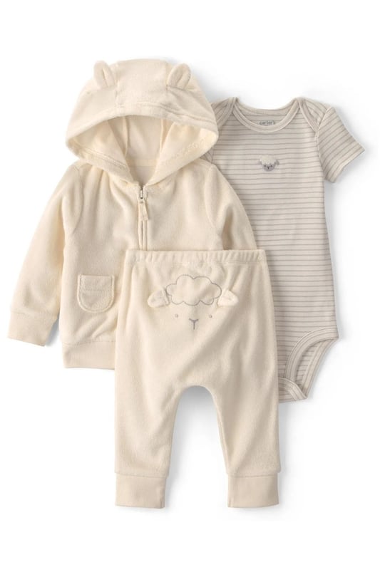 Carter's Bebek Layette 3'lü Kapüşonlu Ceket Alt Takım Krem 1V418810