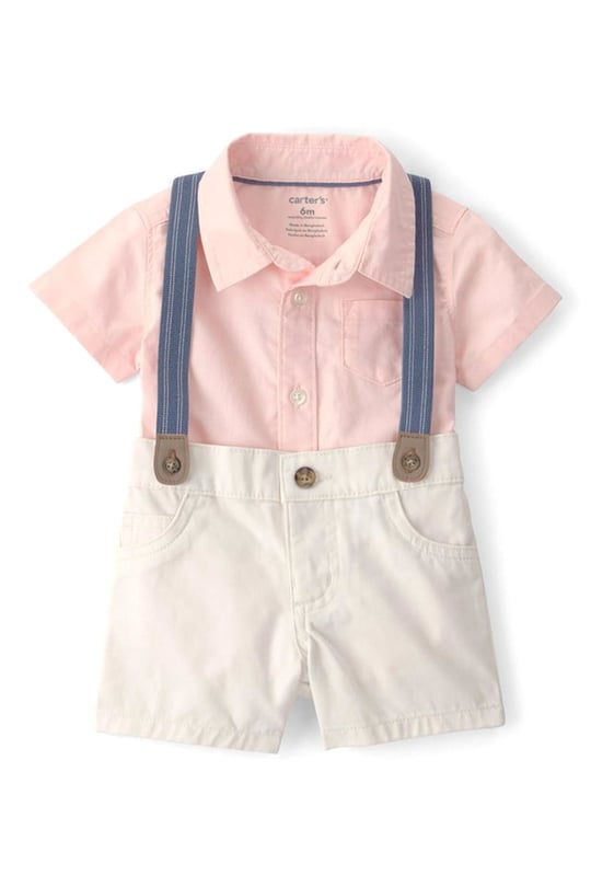 Carter's Erkek Bebek 2'li Gömlek Body Şort Takım Somon 1U634810