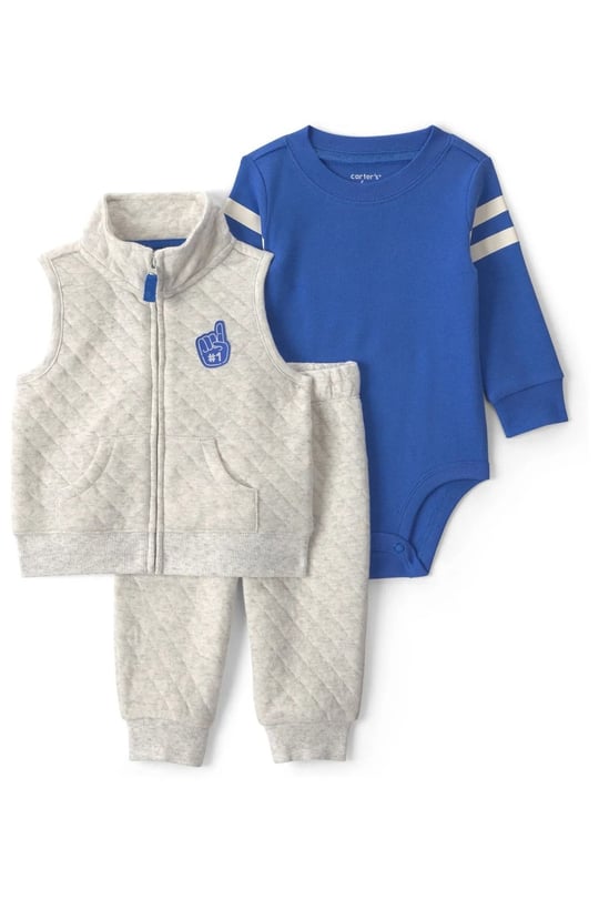 Carter's Erkek Bebek 3'lü Yelek Alt Takım Gri 1W091310
