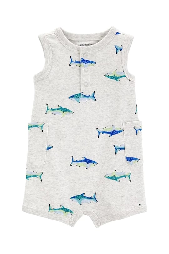 Carter's Erkek Bebek Baskılı Kısa Tulum Gri 1S475110