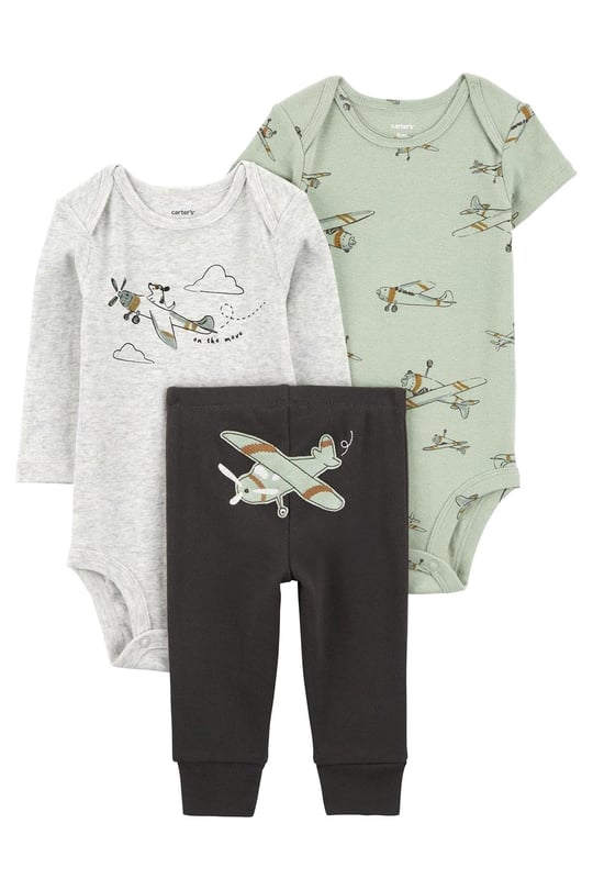 Carter's Erkek Bebek Body Pantolon 3' lü Takım Gri 1R035210