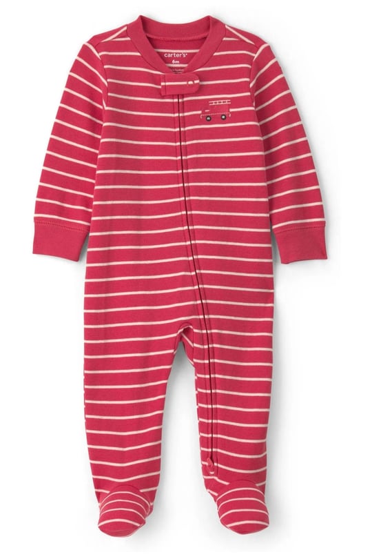 Carter's Erkek Bebek Çizgili Fermuarlı Patikli Tulum Kırmızı 1V716610