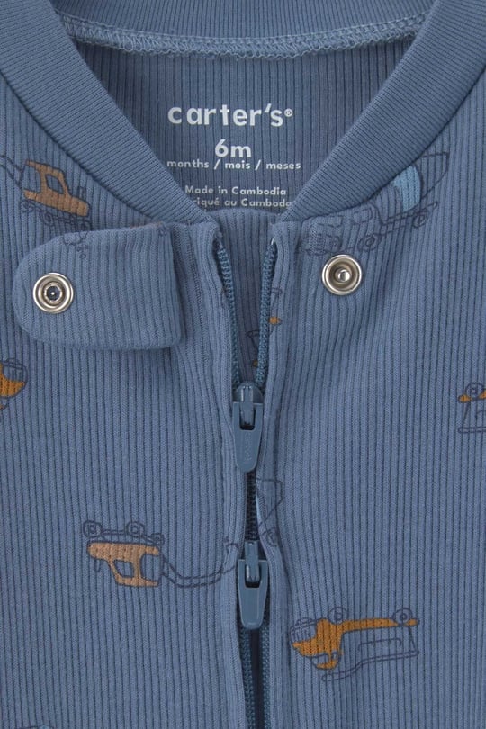 Carter's Erkek Bebek Fermuarlı Patikli Tulum İndigo 1V245210