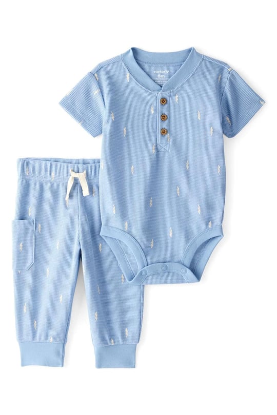 Carter's Erkek Bebek Kısa Kollu Zıbın Pantolon Takım Mavi 1U270310