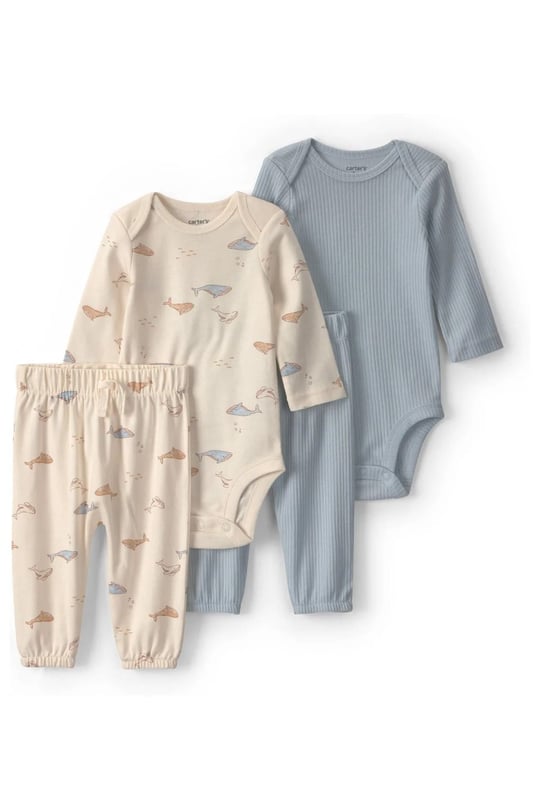 Carter's Erkek Bebek Layette 4'lü Kısa Kollu Zıbın Alt Takım Mavi 1V393710