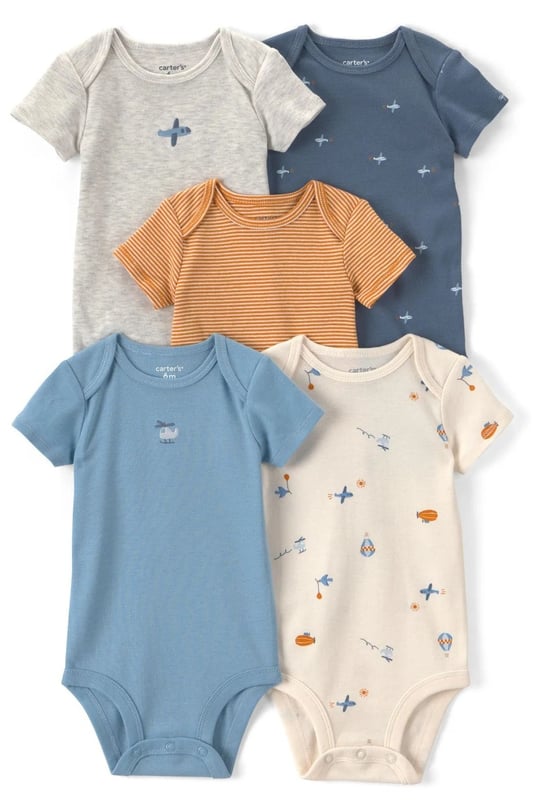 Carter's Erkek Bebek Layette 5'li Kısa Kollu Zıbın Set Renkli 1V242110