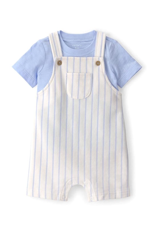 Carter's Erkek Bebek Layette Salopet Tişört Takım Mavi 1U609110