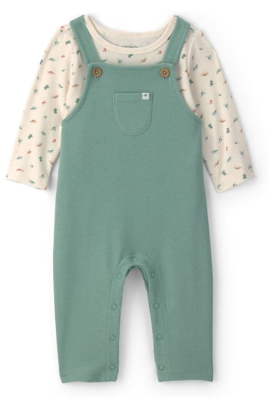 Carter's Erkek Bebek Layette Uzun Kollu Tişört Salopet Takım Yeşil 1V410510