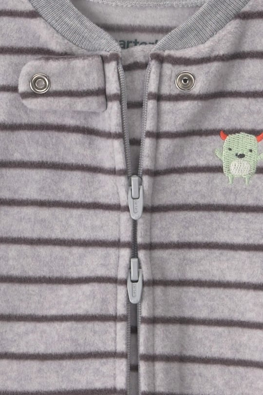 Carter's Erkek Bebek Polar Fermuarlı Patikli Tulum Gri 1W112310
