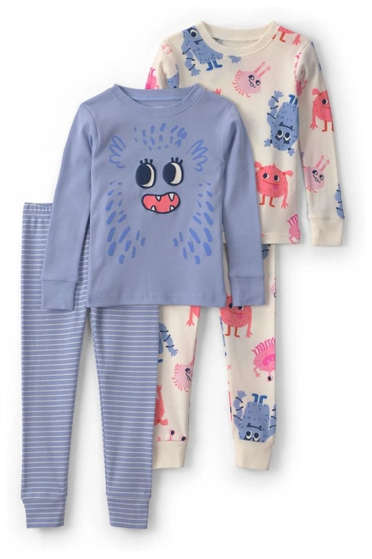 Carter's Kız Bebek 4'lü Baskılı Pijama Takımı Mavi 1W129510
