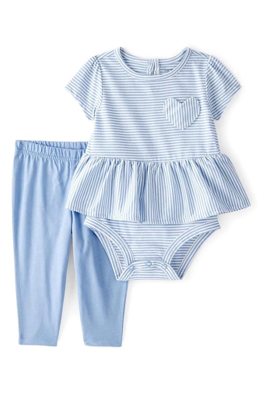 Carter's Kız Bebek Çizgili Body Pantolon Takım Mavi 1U269910