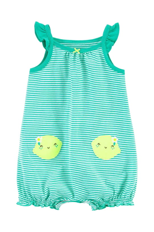 Carter's Kız Bebek Çizgili Tulum Yeşil 10928210