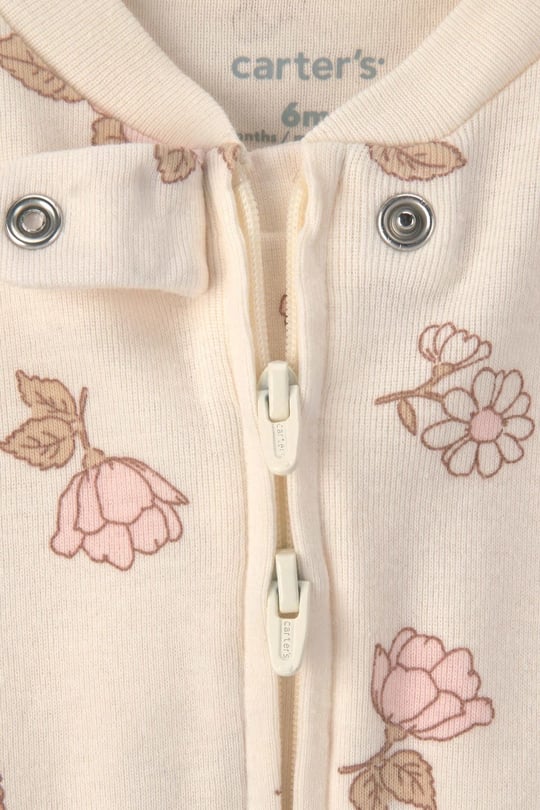 Carter's Kız Bebek Layette 2'li Fermuarlı Patikli Tulum Set Pudra 1V386310