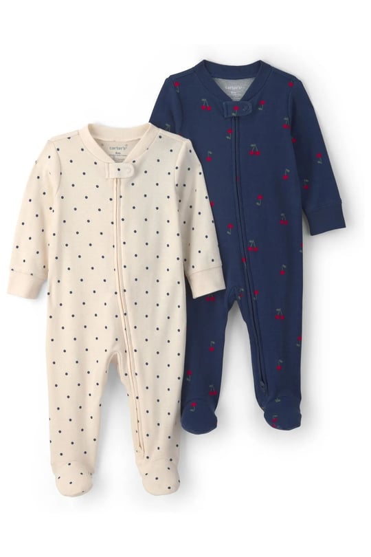 Carter's Kız Bebek Layette 2'li Fermuarlı Patikli Tulum Set Renkli 1V481210