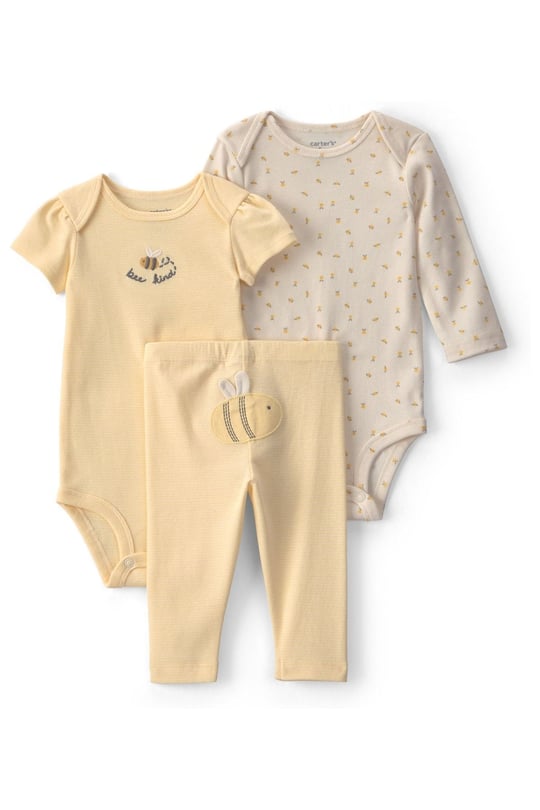 Carter's Kız Bebek Layette 3'lü Body Pantolon Takım Sarı 1V253810