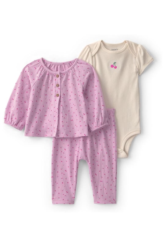 Carter's Kız Bebek Layette 3'lü Ceket Tayt Takım Lila 1V408710