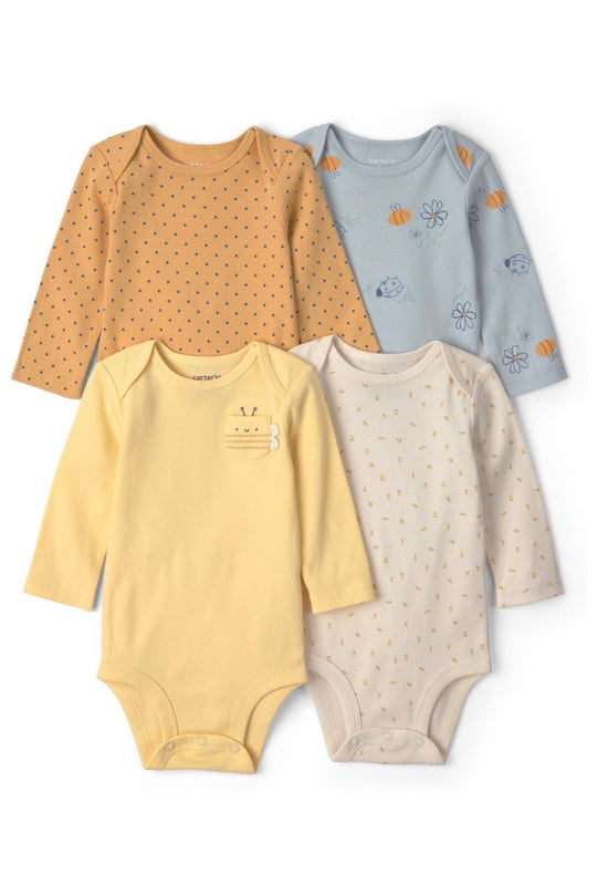 Carter's Kız Bebek Layette 4'lü Uzun Kollu Zıbın Set Sarı 1V421110