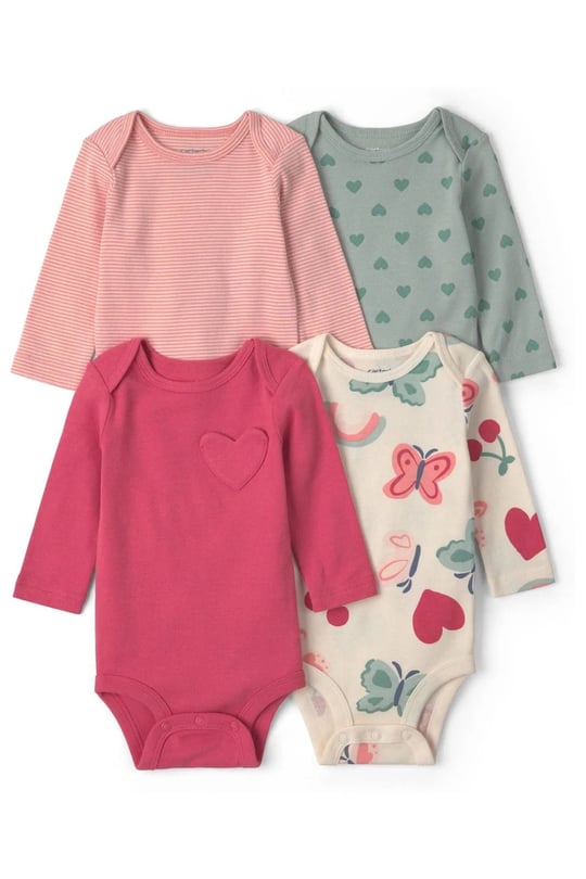 Carter's Kız Bebek Layette 4'lü Uzun Kollu Zıbın Set Renkli 1V717510