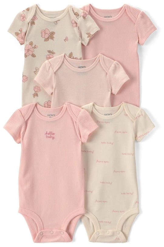Carter's Kız Bebek Layette 5'li Kısa Kollu Zıbın Set Pudra 1V241810