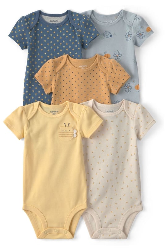 Carter's Kız Bebek Layette 5'li Kısa Kollu Zıbın Set Sarı 1V240610
