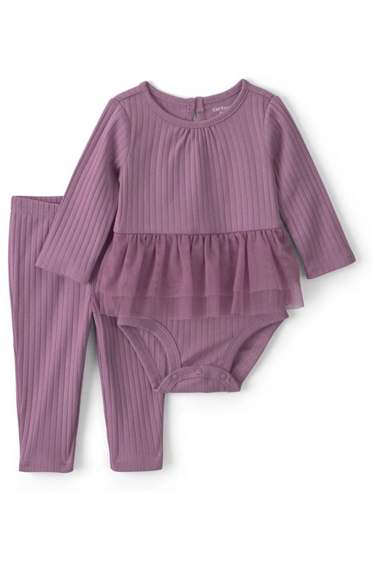 Carter's Kız Bebek Tül Fırfırlı Body Tayt Takım Mor 1W373210
