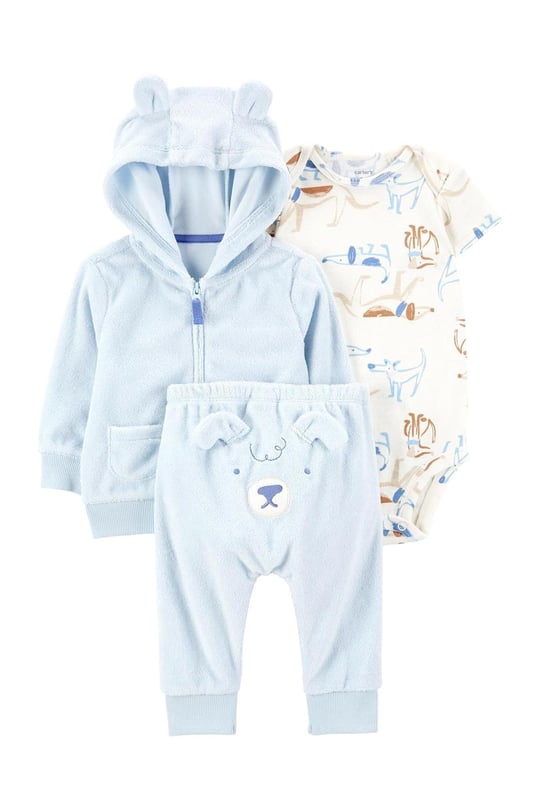 Carter's Layette Erkek Bebek 3' lü Hırkalı Set Mavi 1R039910 