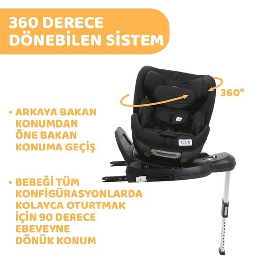 Chicco Oneseat 0/36 Kg Dönebilen Oto Koltuğu Siyah