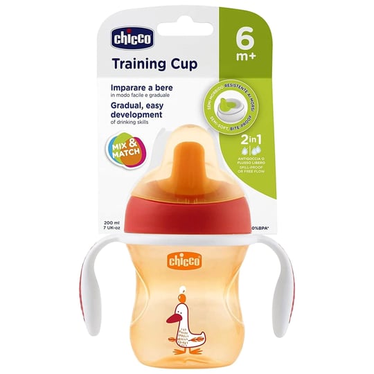 Chicco Yarı Yumuşak Uçlu Eğitim Bardağı 6 ay+(Unisex) Yeşil/Kırmızı 69213