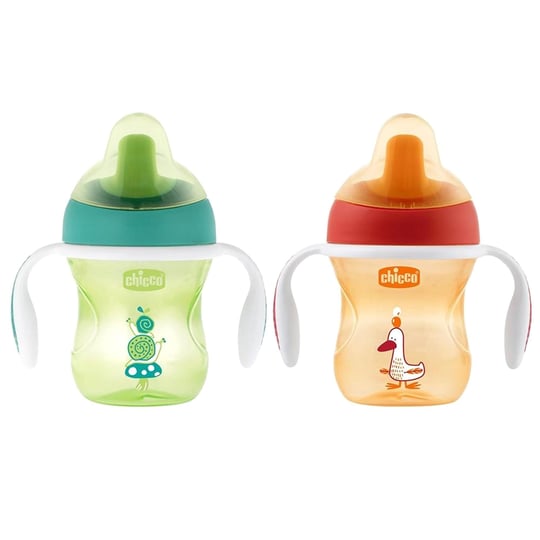 Chicco Yarı Yumuşak Uçlu Eğitim Bardağı 6 ay+(Unisex) Yeşil/Kırmızı 69213