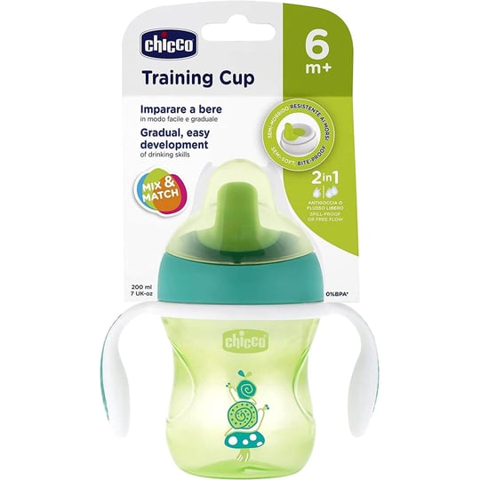 Chicco Yarı Yumuşak Uçlu Eğitim Bardağı 6 ay+(Unisex) Yeşil/Kırmızı 69213