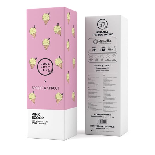 Cool Bottles The Kids Bottle Pink Scoop Pipetli Termos Suluk 350 ML