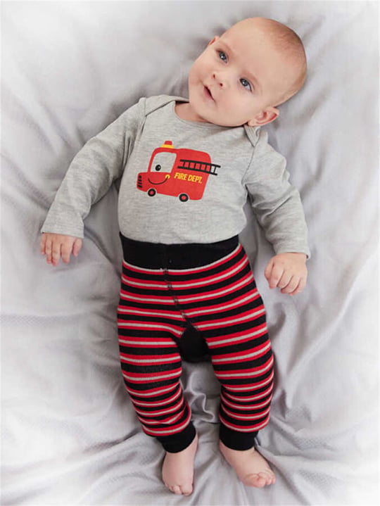 Denokids Erkek Bebek İtfaiye Body Tayt Pantolon Takım Cff-22S1-171