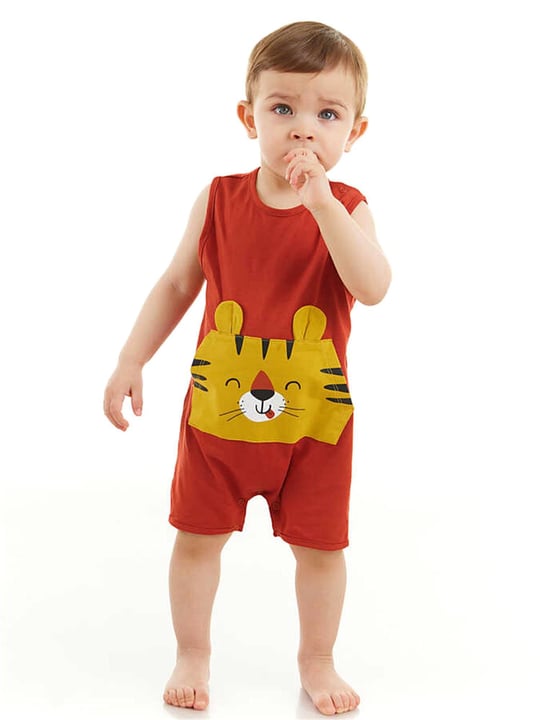Denokids Erkek Bebek Minik Kaplan Pamuklu Yazlık Tulum CFF-23Y2-013