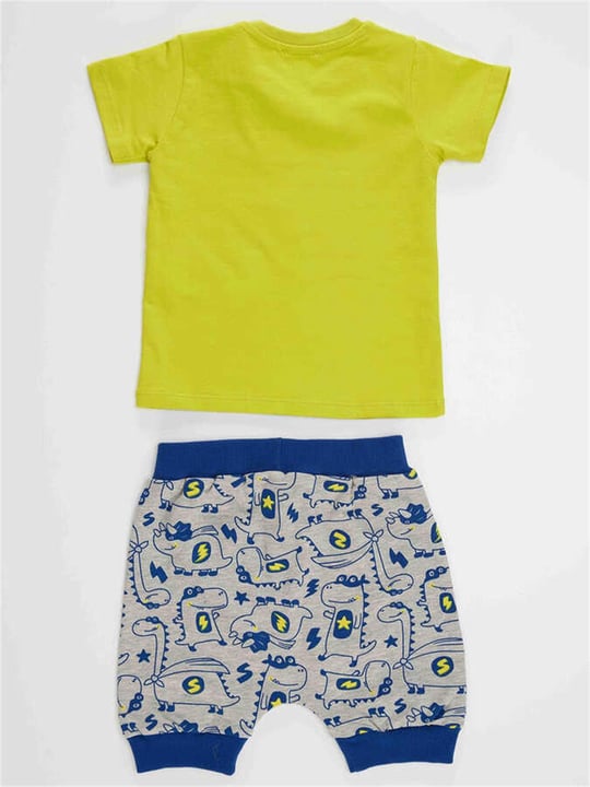 Denokids Erkek Bebek Super Dino T-shirt Pantolon Takım CFF-23Y2-023