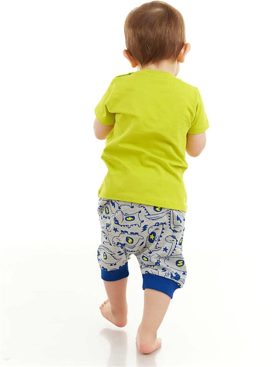 Denokids Erkek Bebek Super Dino T-shirt Pantolon Takım CFF-23Y2-023