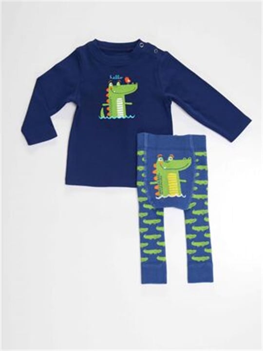 Denokids Erkek Bebek Timsah Tshirt Tayt Pantolon Takım Cff-22S1-167