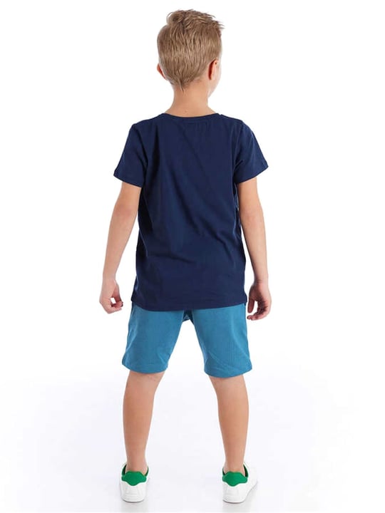 Denokids Erkek Çocuk Alfabe T-shirt Şort Takım Lacivert MS-21Y2-036