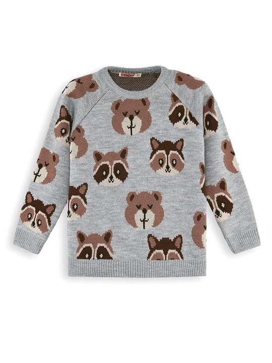 Denokids Erkek Çocuk Ayı Rakun Triko Kazak Gri CFF-25S1-065