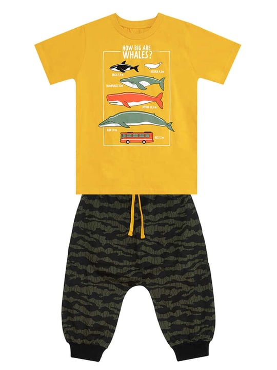Denokids Erkek Çocuk Big Whales T-shirt Kapri Takım MS-24Y1-010