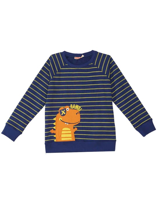 Denokids Erkek Çocuk Dino Çizgili Sweatshirt Lacivert CFF-23S1-037