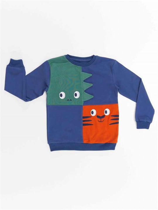 Denokids Erkek Çocuk Dino ve Tiger Sweatshirt Lacivert CFF-22K1-023