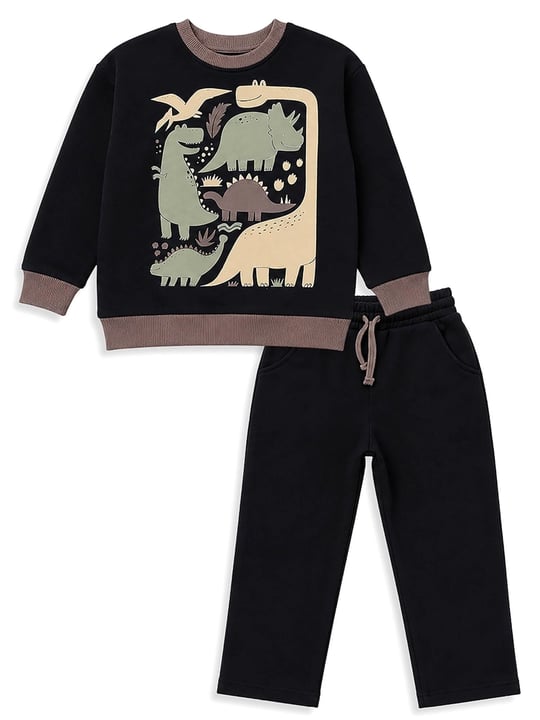 Denokids Erkek Çocuk Dinozorlu Eşofman Takımı Siyah CFF-26S1-023