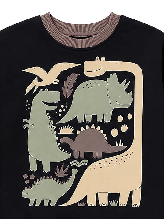 Denokids Erkek Çocuk Dinozorlu Eşofman Takımı Siyah CFF-26S1-023