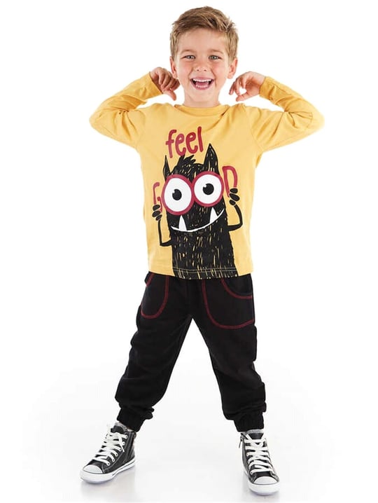 Denokids Erkek Çocuk Feel Good T-shirt Pantolon Takım CFF-21S1-057