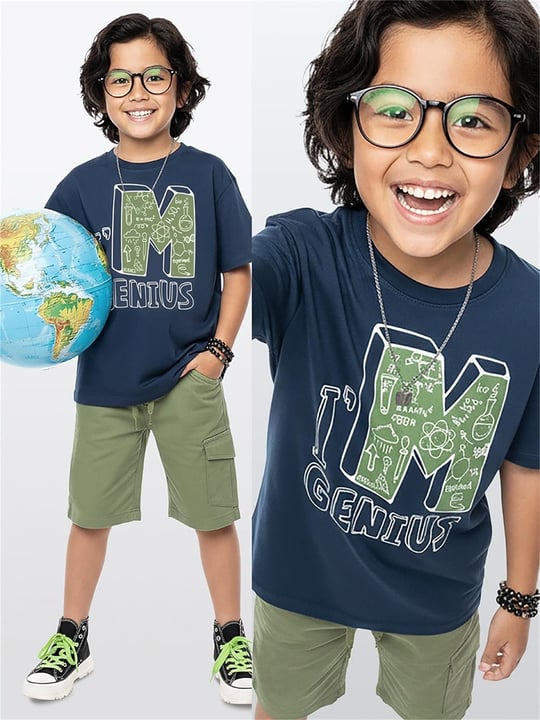 Denokids Erkek Çocuk Genius Tişört Şort Takım CFF-26Y1-083