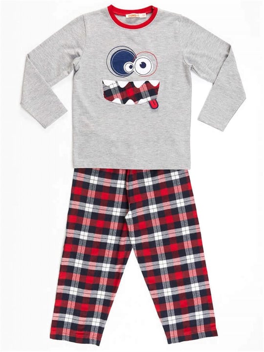Denokids Erkek Çocuk Gülenyüz Ekose T-shirt Pantolon Takım CFF-21S1-019