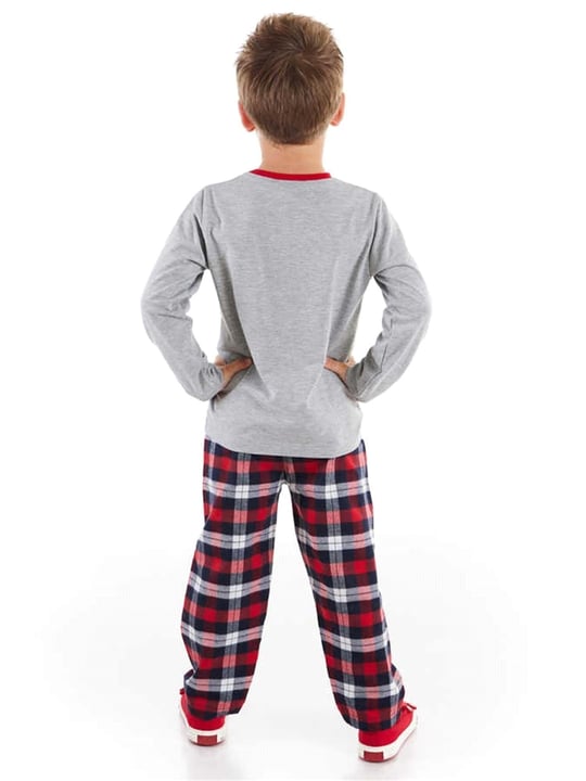 Denokids Erkek Çocuk Gülenyüz Ekose T-shirt Pantolon Takım CFF-21S1-019