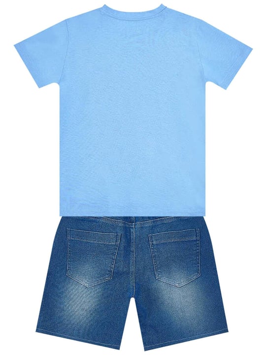 Denokids Erkek Çocuk Let's Play Tişört Denim Şort Takım MS-24Y1-060